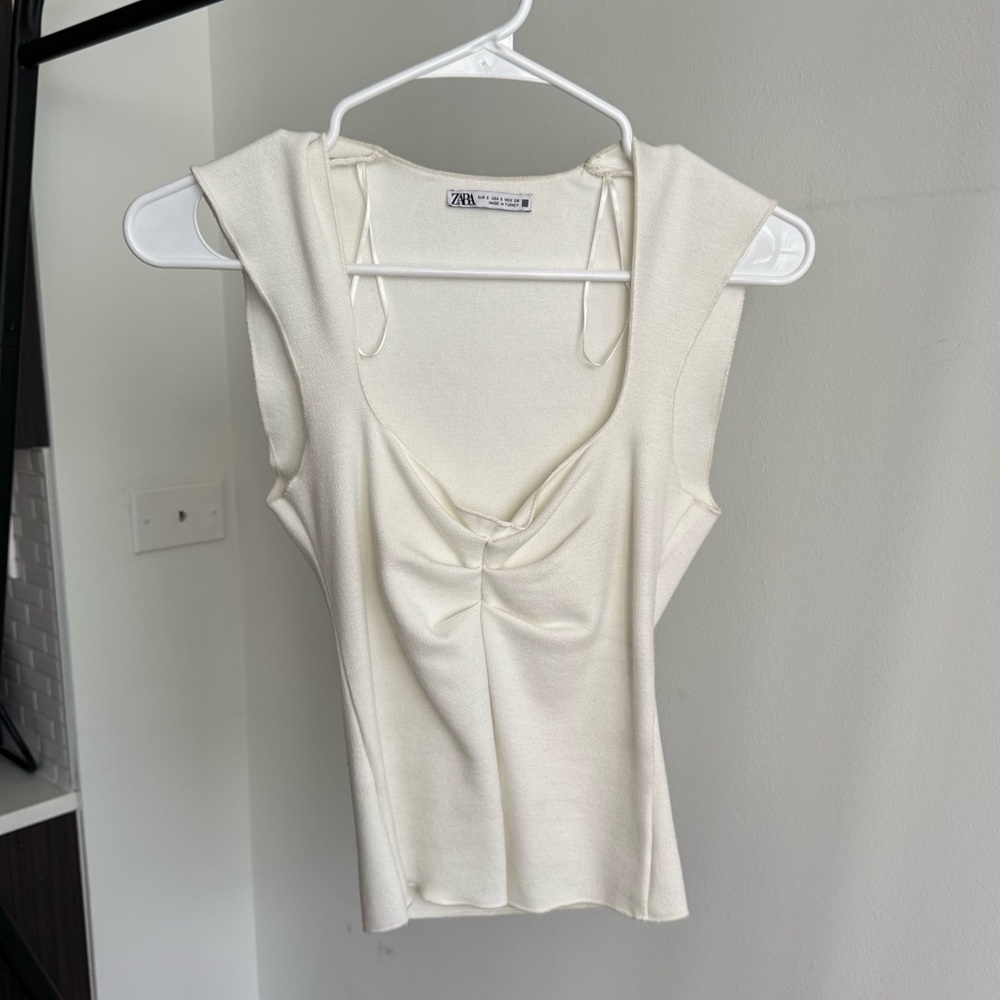 Zara white stretch knit top - Picture 4 of 5